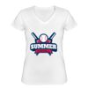 Playera Dama: Algodón Peinado Cuello V Miniatura